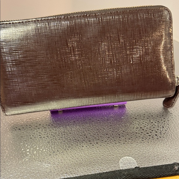Coach Dark Brown Textured Patient Leather Wallet - Picture 3 of 4